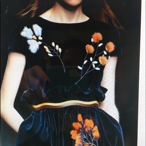 Fendi navy velvet Fur Branch dress